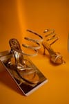 Sana K luxurious Footwear_Gold Rhinestones Stone Strap Embellished Spring Heels _Online_at_Aza_Fashions