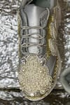 Chal Jooti_Silver Stone Crown Of Pearl Embellished Sneakers_at_Aza_Fashions