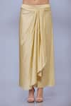 Shop_DILNAZ_Beige Blended Satin Solid Draped Skirt _at_Aza_Fashions