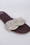 Buy_Sana K luxurious Footwear_Brown Braided Embellished Strap Flats _Online_at_Aza_Fashions