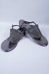 Buy_Sana K luxurious Footwear_Grey Crystals Stone Embellished Strap Wedges _at_Aza_Fashions