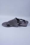 Buy_Sana K luxurious Footwear_Grey Crystals Stone Embellished Strap Wedges _Online_at_Aza_Fashions