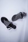 Sana K luxurious Footwear_Grey Crystals Stone Embellished Strap Wedges _at_Aza_Fashions