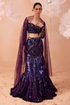 Buy_PARUL GANDHI_Purple Korean Shimmer Hand Embroidered Sequins Sweetheart Mermaid Lehenga Set _at_Aza_Fashions