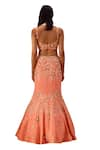 Buy_PARUL GANDHI_Peach Satin Georgette Hand Embroidered Floral Motifs Blouse Mermaid Lehenga Set 