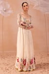 Buy_PARUL GANDHI_Off White Shimmer Silk Organza Hand Embroidered Bagh Anarkali With Dupatta _Online_at_Aza_Fashions