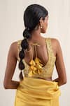 Shop_Priyanka Raajiv_Yellow Silk Brocade Embroidery Sequins U Neck Anmol Blouse _at_Aza_Fashions