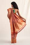 Priyanka Raajiv_Orange Silk Banarasi Handwoven Begum Pattern Saree With Unstitched Blouse Piece _Online_at_Aza_Fashions