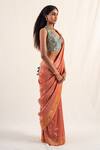 Priyanka Raajiv_Orange Silk Banarasi Handwoven Begum Pattern Saree With Unstitched Blouse Piece _at_Aza_Fashions