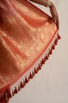 Buy_Priyanka Raajiv_Orange Silk Banarasi Handwoven Begum Pattern Saree With Unstitched Blouse Piece 