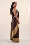 Shop_Priyanka Raajiv_Brown Silk Banarasi Handwoven Burma Pattern Saree With Unstitched Blouse Piece_Online_at_Aza_Fashions