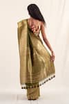 Shop_Priyanka Raajiv_Green Silk Banarasi Handwoven Burma Pattern Saree With Unstitched Blouse Piece_at_Aza_Fashions
