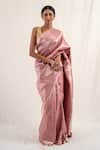 Buy_Priyanka Raajiv_Pink Silk Banarasi Handwoven Chatth Pattern Saree With Unstitched Blouse Piece _at_Aza_Fashions