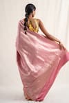 Shop_Priyanka Raajiv_Pink Silk Banarasi Handwoven Chatth Pattern Saree With Unstitched Blouse Piece _at_Aza_Fashions