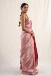 Priyanka Raajiv_Pink Silk Banarasi Handwoven Chatth Pattern Saree With Unstitched Blouse Piece _at_Aza_Fashions