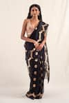Buy_Priyanka Raajiv_Black Silk Banarasi Handwoven Chaura Pattern Saree With Unstitched Blouse Piece_at_Aza_Fashions