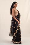 Buy_Priyanka Raajiv_Black Silk Banarasi Handwoven Chaura Pattern Saree With Unstitched Blouse Piece_Online_at_Aza_Fashions