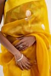 Buy_Priyanka Raajiv_Yellow Silk Banarasi Handwoven Chira Pattern Saree With Unstitched Blouse Piece