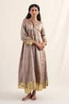 Buy_Priyanka Raajiv_Brown Silk Chanderi Embroidery Lampi Cut-out Fiza Angrakha Kurta With Pant _at_Aza_Fashions