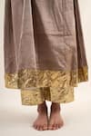 Buy_Priyanka Raajiv_Brown Silk Chanderi Embroidery Lampi Cut-out Fiza Angrakha Kurta With Pant 