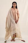 Priyanka Raajiv_Ivory Silk Brocade Handwoven Floral Hulchul Dupatta _at_Aza_Fashions