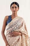 Buy_Priyanka Raajiv_Beige Silk Banarasi Handwoven Ima Pattern Saree With Unstitched Blouse Piece_Online_at_Aza_Fashions