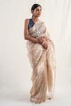 Shop_Priyanka Raajiv_Beige Silk Banarasi Handwoven Ima Pattern Saree With Unstitched Blouse Piece_Online_at_Aza_Fashions