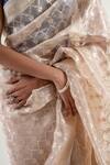 Shop_Priyanka Raajiv_Beige Silk Banarasi Handwoven Ima Pattern Saree With Unstitched Blouse Piece_at_Aza_Fashions