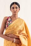 Priyanka Raajiv_Orange Silk Chanderi Zari Butti Johri Work Saree With Unstitched Blouse Piece_Online_at_Aza_Fashions