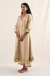 Buy_Priyanka Raajiv_Gold Silk Chanderi Embroidery Lampi V-neck Kalan Kurta With Pant_Online_at_Aza_Fashions