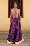 Buy_Priyanka Raajiv_Purple Silk Printed Chevron Sooq Lehenga _at_Aza_Fashions