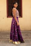 Priyanka Raajiv_Purple Silk Printed Chevron Sooq Lehenga _at_Aza_Fashions