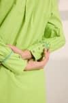 Sonal Pasrija_Green Cotton Embellished Bead Stand Collar Heart Shirt With Pant _at_Aza_Fashions