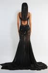 Deme by Gabriella_Black Net Embellished Crystal Round Neck Agata Gown_Online_at_Aza_Fashions