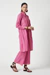 Buy_Payal Pratap_Pink Cotton Smocked Shirt Collar Dianthus Bodice Kurta With Pant_Online_at_Aza_Fashions