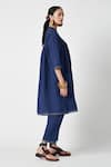 Buy_Payal Pratap_Blue Cotton Smocked Mandarin Collar Kurta With Pant _Online_at_Aza_Fashions