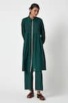 Buy_Payal Pratap_Green Cotton Smocked Shirt Collar Giardini Straight Kurta With Pant _at_Aza_Fashions