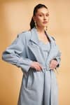 Shop_TORQADORN_Blue Denim Solid Lapel Collar Trench Jacket _Online_at_Aza_Fashions