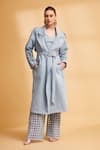 Buy_TORQADORN_Blue Denim Solid Lapel Collar Trench Jacket _at_Aza_Fashions