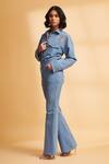 Shop_TORQADORN_Blue Denim Solid Bell-bottom Jeans _at_Aza_Fashions