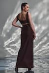 Shop_TORQADORN_Brown Lycra Plain Knotted Skirt_at_Aza_Fashions