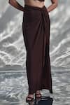 Shop_TORQADORN_Brown Lycra Plain Knotted Skirt