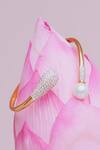 Shop_Anaash_White Stones, Pearls Nova Embellished Wrap Cuff _at_Aza_Fashions