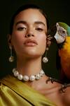 Anaash_White Manufactured Pearls Prism Stone Studded Drop Earrings_Online_at_Aza_Fashions