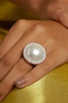 Buy_Anaash_White Manufactured Pearls Elan Studded Ring _Online_at_Aza_Fashions