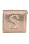 NR By Nidhi Rathi_Gold Crystal S Letter Embellished Clutch_at_Aza_Fashions