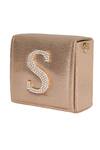 Shop_NR By Nidhi Rathi_Gold Crystal S Letter Embellished Clutch