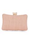 Shop_NR By Nidhi Rathi_Peach Stone Pearl And Embellished Clutch_at_Aza_Fashions