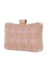 NR By Nidhi Rathi_Peach Stone Pearl And Embellished Clutch_at_Aza_Fashions