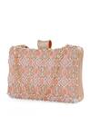 Buy_NR By Nidhi Rathi_Peach Stone Pearl And Embellished Clutch